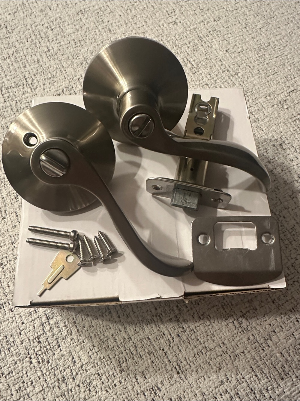 Satin Finish Door Lever Set in Brushed Nickel